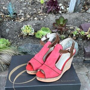 Enzo Angiolino multi colored suede wedge